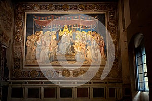 Fresco MaestÃÂ  Simone Martini, Sala del Mappamondo, Palazzo Pubblico, Siena, Tuscany, Italy photo